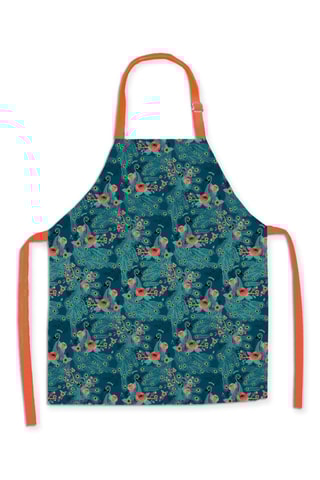 Avental em algodão biológico Paon - Azul-pato e coral
