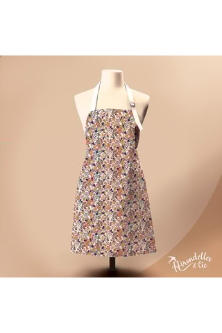 Avental em algodão biológico Liberty Brush - Rosa-maquilhagem e azul