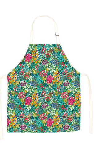 Avental em algodão biológico Jardin de cottage - Verde-escuro e vermelho