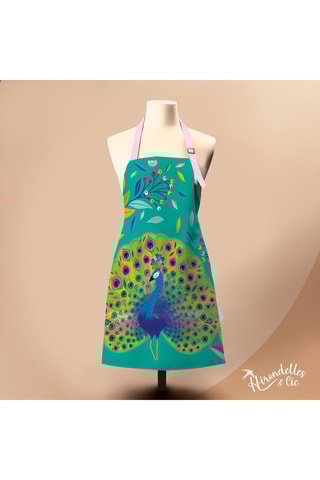 Avental em algodão biológico Paon-paon-pidou - Verde-esmeralda e azul-cobalto