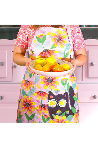 Avental em algodão biológico Retro love - Rosa-maquilhagem e verde-claro