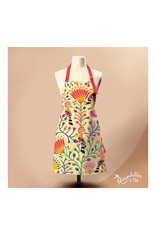 Avental em algodão biológico Tu me donnes des ailes - Amarelo e vermelho