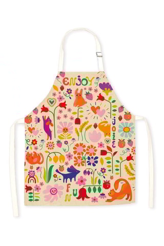 Avental em algodão biológico Enjoy - Cru e malva