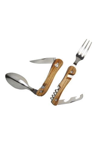 2 talheres multifunções em aço inoxidável e freixo Tradition