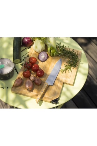 Tábua com afiador e faca de chefe em bambu e aço inoxidável Takeita