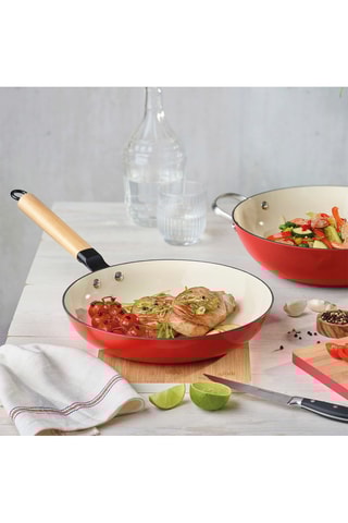 3 poêles en fonte émaillée avec protège-poêles - 20/24/28 cm