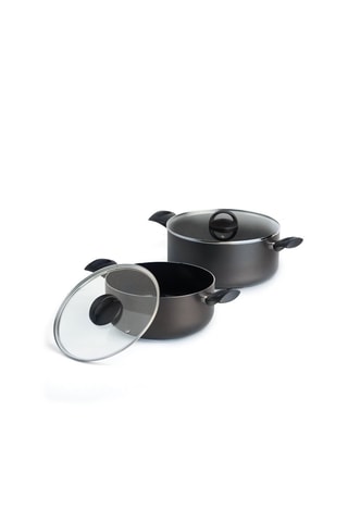 2 casseroles marmites revêtement céramique Carbone Pro - 24 et 28 cm - 4,2/6,5 l