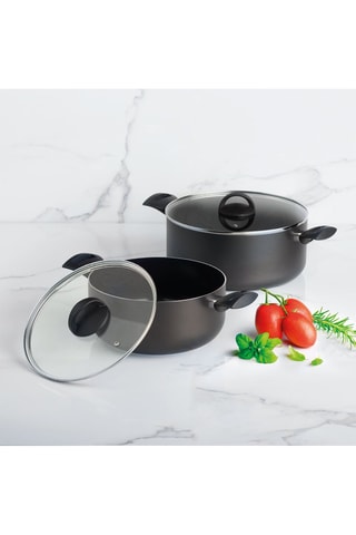 2 casseroles marmites revêtement céramique Carbone Pro - 24 et 28 cm - 4,2/6,5 l