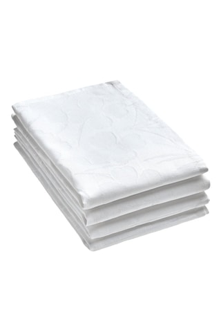 4 serviettes tissé Jacquard Fleurette - Blanc