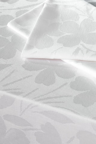 4 serviettes tissé Jacquard Fleurette - Blanc