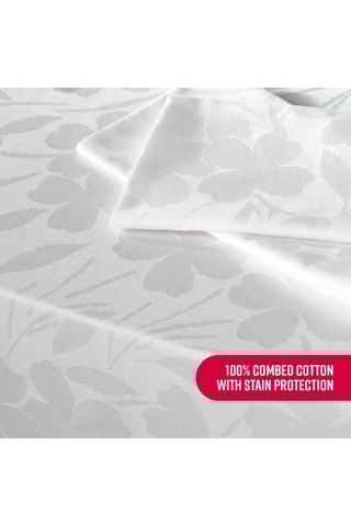 4 serviettes tissé Jacquard Fleurette - Blanc