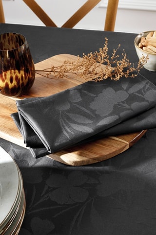 4 serviettes Jacquard Fleurette - Gris foncé