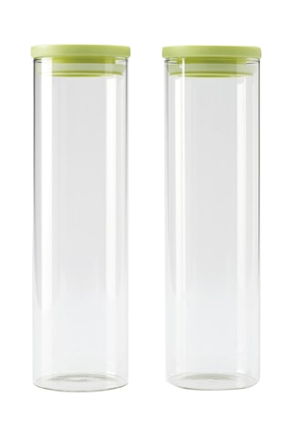 2 boîtes en verre borosilicate avec couvercles - 9,5 x 29 cm