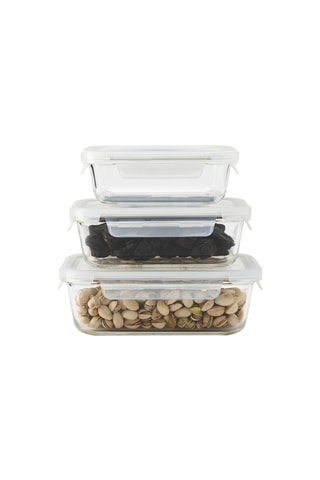 3 boîtes en verre avec couvercles hermétiques - 0,64/1,05/1,52 l