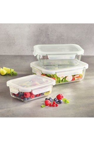 3 boîtes en verre avec couvercles hermétiques - 0,64/1,05/1,52 l