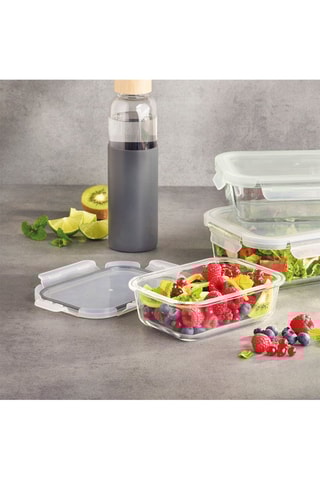 3 boîtes en verre avec couvercles hermétiques - 0,64/1,05/1,52 l