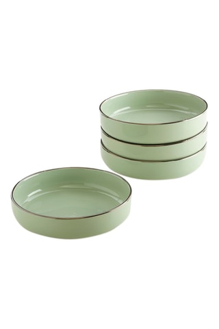 4 assiettes creuses en porcelaine - 20,5 x 5 cm