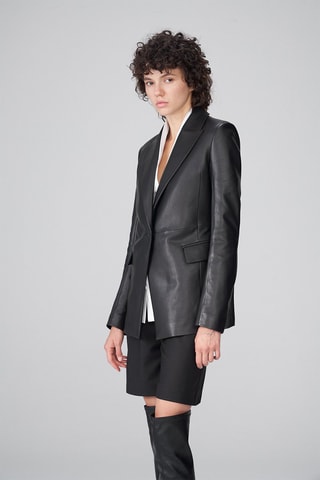 Veste blazer en cuir d'agneau - Noir
