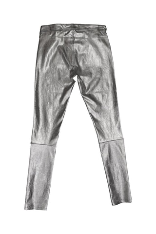 Pantalon skinny en cuir d'agneau - Argenté