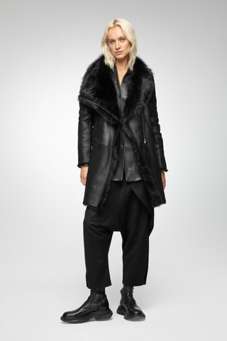 Manteau en laine de mouton - Noir