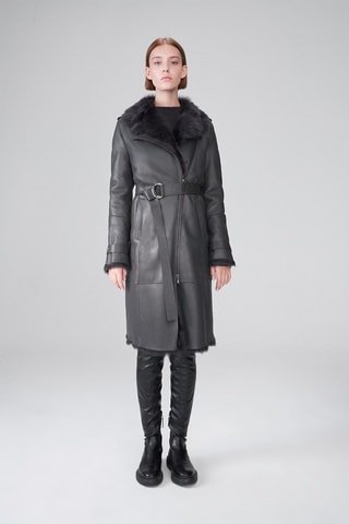 Manteau en cuir de mouton - Anthracite