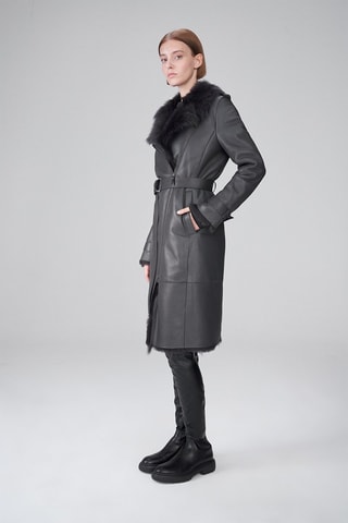Manteau en cuir de mouton - Anthracite