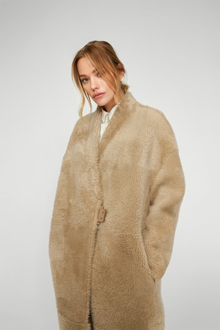 Manteau réversible en peau lainée de mouton - Crème
