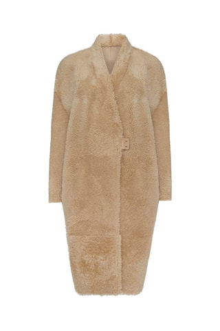 Manteau réversible en peau lainée de mouton - Crème
