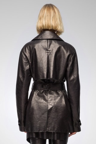 Manteau en cuir d'agneau - 
Noir