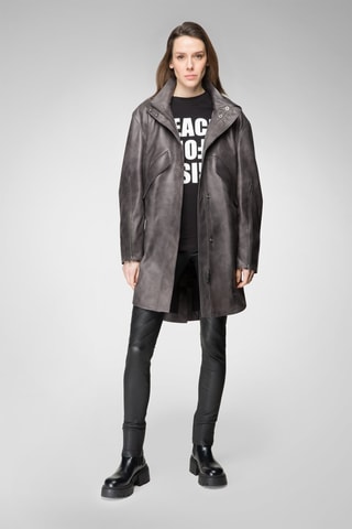 Manteau en cuir d’agneau nappa - Anthracite