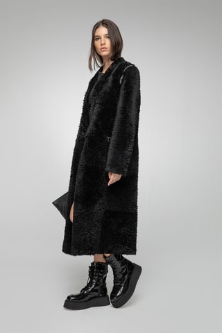 Manteau en peau lainée de mouton - Noir