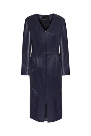 Manteau en cuir d'agneau - 
Bleu marine