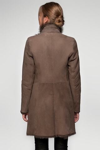 Manteau en peau lainée de mouton - 
Marron