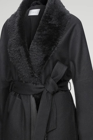 Manteau en lin et laine - Noir