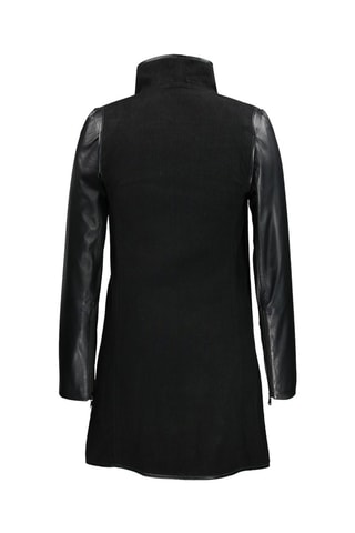 Manteau en cuir d'agneau et en laine - Noir