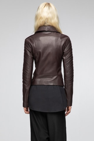 Veste en cuir d'agneau - Bordeaux