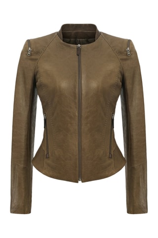 Veste en cuir d'agneau - Marron