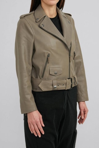 Veste en cuir d'agneau - Taupe