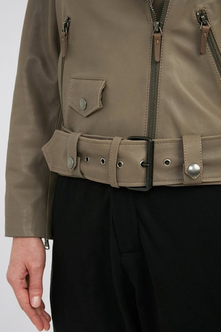 Veste en cuir d'agneau - Taupe