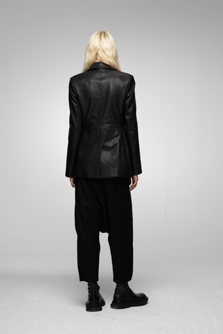 Veste blazer en cuir d'agneau - Noir