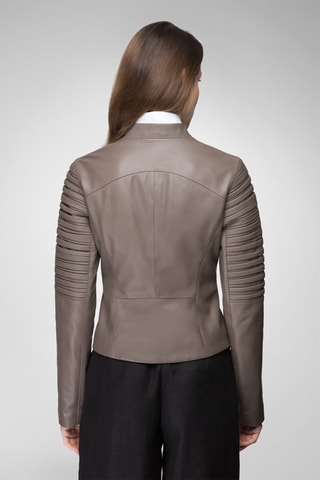 Veste en cuir d’agneau nappa - Taupe