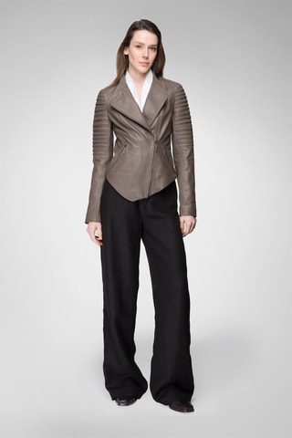 Veste en cuir d’agneau nappa - Taupe