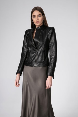 Veste en cuir d'agneau - Noir