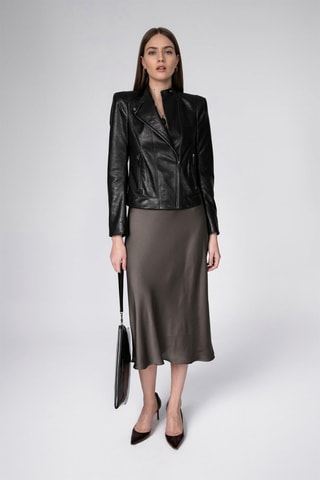 Veste en cuir d'agneau - Noir