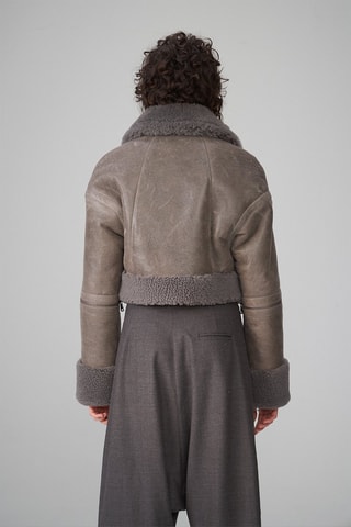Veste en peau lainée de mouton - Gris