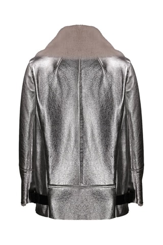 Veste en peau lainée de mouton - Argenté