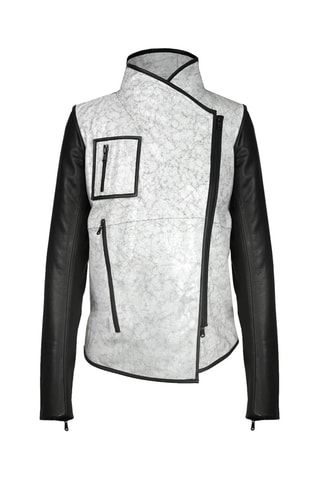 Veste en cuir d'agneau - Noir et blanc