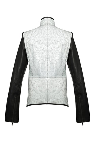 Veste en cuir d'agneau - Noir et blanc