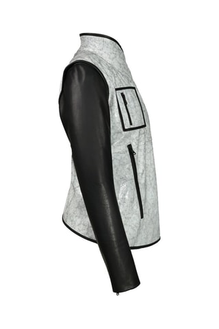 Veste en cuir d'agneau - Noir et blanc