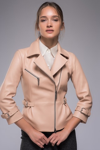 Veste en cuir d'agneau - Orange